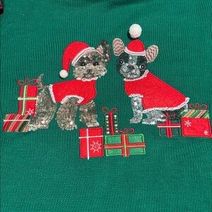 Holiday Lane Women's Sequined Dogs Crewneck Sweater petite large nwt